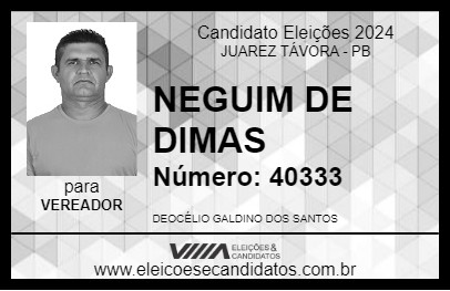 Candidato NEGUIM DE DIMAS 2024 - JUAREZ TÁVORA - Eleições