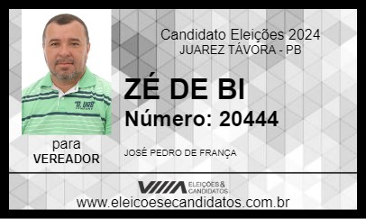 Candidato ZÉ DE BI 2024 - JUAREZ TÁVORA - Eleições