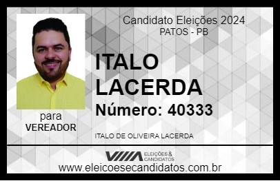 Candidato ITALO LACERDA 2024 - PATOS - Eleições