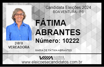 Candidato FÁTIMA ABRANTES 2024 - BOA VENTURA - Eleições