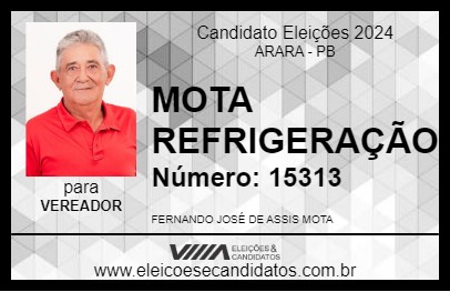 Candidato MOTA REFRIGERAÇÃO 2024 - ARARA - Eleições