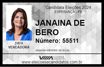 Candidato JANAINA DE BERO 2024 - ESPERANÇA - Eleições