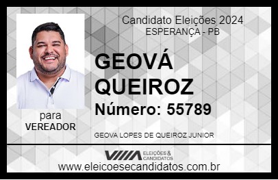 Candidato GEOVÁ QUEIROZ 2024 - ESPERANÇA - Eleições