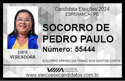 Candidato SOCORRO DE PEDRO PAULO 2024 - ESPERANÇA - Eleições