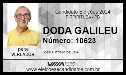 Candidato DODA GALILEU 2024 - PIRPIRITUBA - Eleições