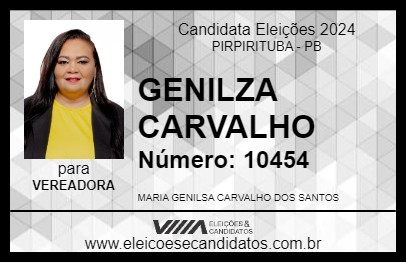 Candidato GENILZA CARVALHO 2024 - PIRPIRITUBA - Eleições