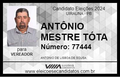 Candidato ANTÔNIO MESTRE TÓTA 2024 - UIRAÚNA - Eleições