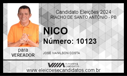 Candidato NICO 2024 - RIACHO DE SANTO ANTÔNIO - Eleições