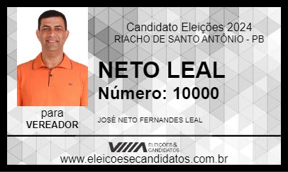 Candidato NETO LEAL 2024 - RIACHO DE SANTO ANTÔNIO - Eleições