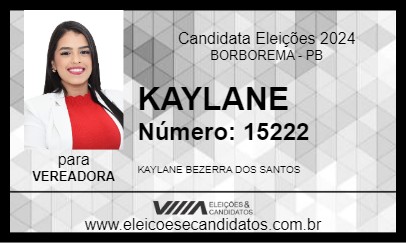 Candidato KAYLANE 2024 - BORBOREMA - Eleições