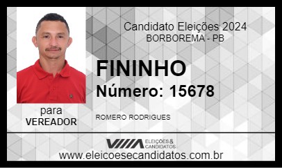 Candidato FININHO 2024 - BORBOREMA - Eleições