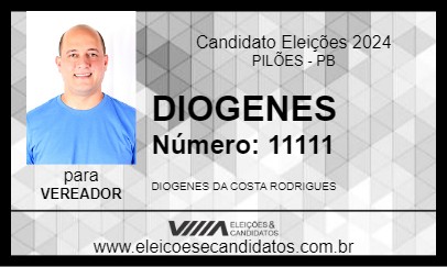 Candidato DIOGENES 2024 - PILÕES - Eleições