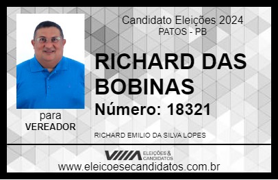 Candidato RICHARD DAS BOBINAS 2024 - PATOS - Eleições