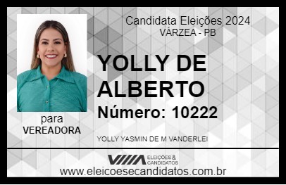 Candidato YOLLY DE ALBERTO 2024 - VÁRZEA - Eleições