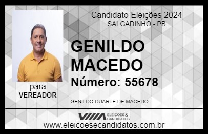 Candidato GENILDO MACEDO 2024 - SALGADINHO - Eleições