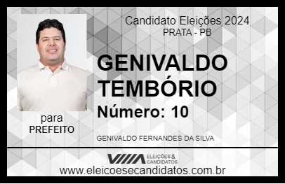 Candidato GENIVALDO TEMBÓRIO 2024 - PRATA - Eleições