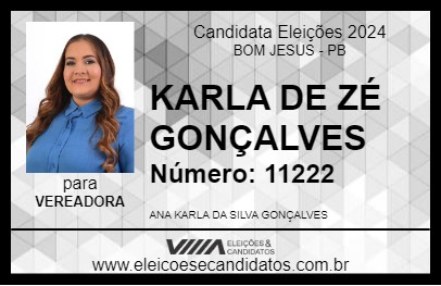 Candidato KARLA DE ZÉ GONÇALVES 2024 - BOM JESUS - Eleições