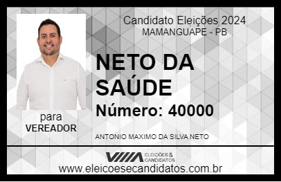 Candidato NETO DA SAÚDE 2024 - MAMANGUAPE - Eleições