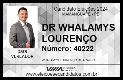 Candidato DR WHALAMYS LOURENÇO 2024 - MAMANGUAPE - Eleições