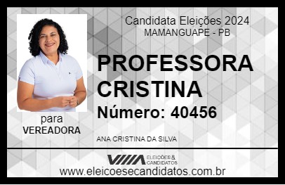 Candidato PROFESSORA CRISTINA 2024 - MAMANGUAPE - Eleições