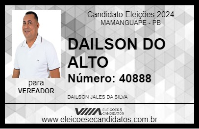 Candidato DAILSON DO ALTO 2024 - MAMANGUAPE - Eleições