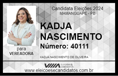 Candidato KADJA NASCIMENTO 2024 - MAMANGUAPE - Eleições