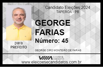 Candidato GEORGE FARIAS 2024 - TAPEROÁ - Eleições