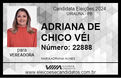 Candidato ADRIANA DE CHICO VÉI 2024 - UIRAÚNA - Eleições