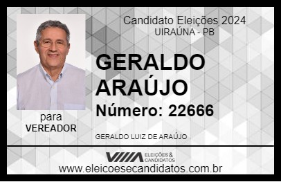 Candidato GERALDO ARAÚJO 2024 - UIRAÚNA - Eleições