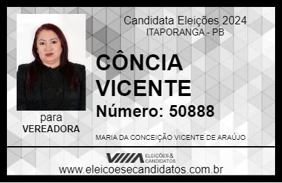 Candidato CÔNCIA VICENTE 2024 - ITAPORANGA - Eleições