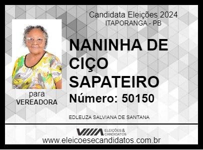 Candidato NANINHA DE CIÇO SAPATEIRO 2024 - ITAPORANGA - Eleições