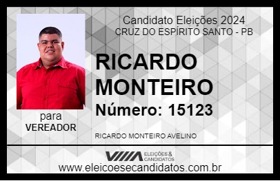 Candidato RICARDO MONTEIRO 2024 - CRUZ DO ESPÍRITO SANTO - Eleições