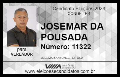 Candidato JOSEMAR DA POUSADA 2024 - CONDE - Eleições