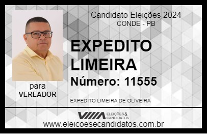 Candidato EXPEDITO LIMEIRA 2024 - CONDE - Eleições