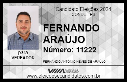 Candidato FERNANDO ARAÚJO 2024 - CONDE - Eleições