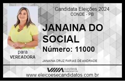 Candidato JANAINA DO SOCIAL 2024 - CONDE - Eleições