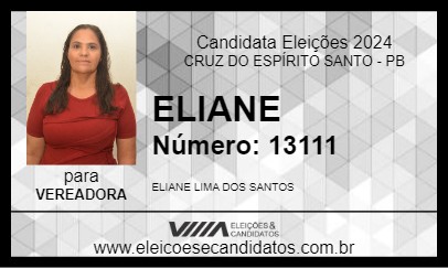 Candidato ELIANE 2024 - CRUZ DO ESPÍRITO SANTO - Eleições