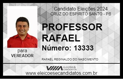 Candidato PROFESSOR RAFAEL 2024 - CRUZ DO ESPÍRITO SANTO - Eleições