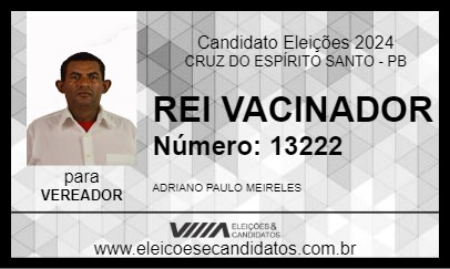 Candidato REI VACINADOR 2024 - CRUZ DO ESPÍRITO SANTO - Eleições