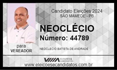 Candidato NEOCLÉCIO 2024 - SÃO MAMEDE - Eleições