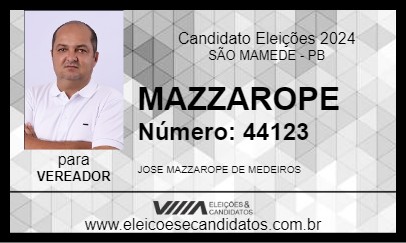 Candidato MAZZAROPE 2024 - SÃO MAMEDE - Eleições