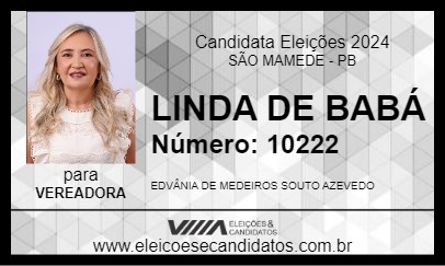 Candidato LINDA DE BABÁ 2024 - SÃO MAMEDE - Eleições