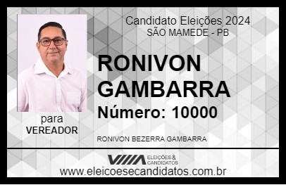 Candidato RONIVON GAMBARRA 2024 - SÃO MAMEDE - Eleições