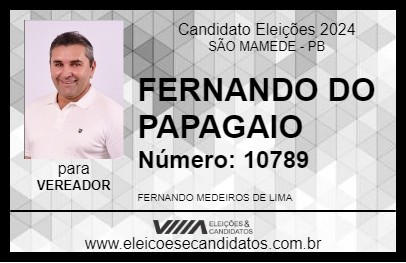 Candidato FERNANDO DO PAPAGAIO 2024 - SÃO MAMEDE - Eleições