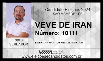 Candidato VEVE DE IRAN 2024 - SÃO MAMEDE - Eleições