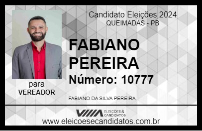 Candidato FABIANO PEREIRA 2024 - QUEIMADAS - Eleições