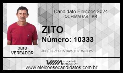 Candidato ZITO 2024 - QUEIMADAS - Eleições