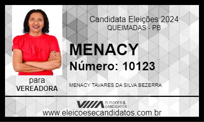 Candidato MENACY 2024 - QUEIMADAS - Eleições