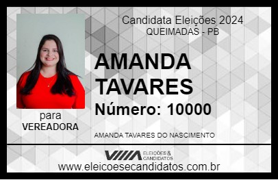 Candidato AMANDA TAVARES 2024 - QUEIMADAS - Eleições