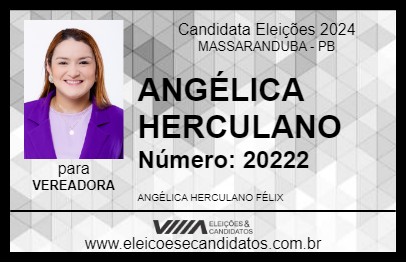 Candidato ANGÉLICA HERCULANO 2024 - MASSARANDUBA - Eleições